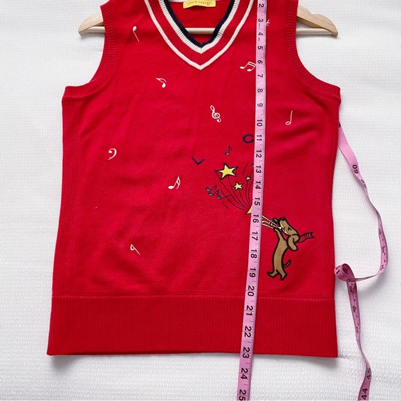 Vintage Preppy Embroidered Music Notes & Dog Sweater Vest - Picture 3 of 8